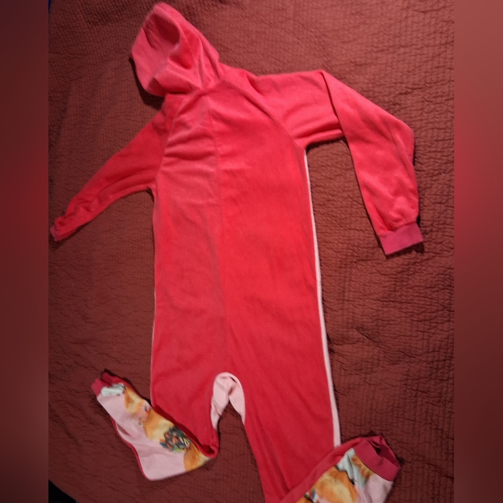 Faded Glory Donut Print Zip Front Hooded Onsie Pajamas Adult Sz. Lg. 12-14 - Picture 2 of 4